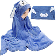 Visen hooded towel kids navy full view shows large, comfy wrap for post-bath warmth.