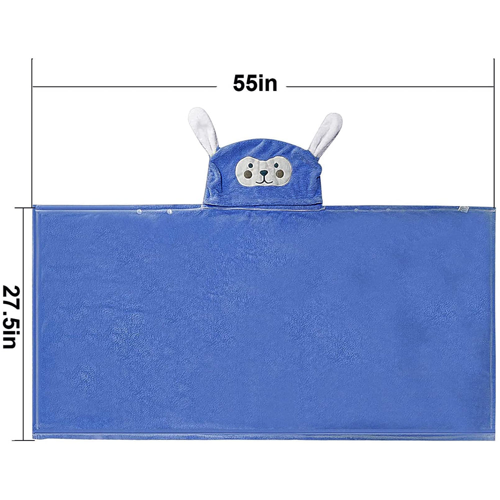 Visen hooded towel kids navy microfiber closeup highlights soft, absorbent fabric.