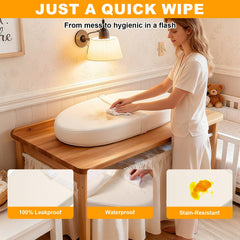 VISFAPAER changing pad contoured walls support baby securely during changes.