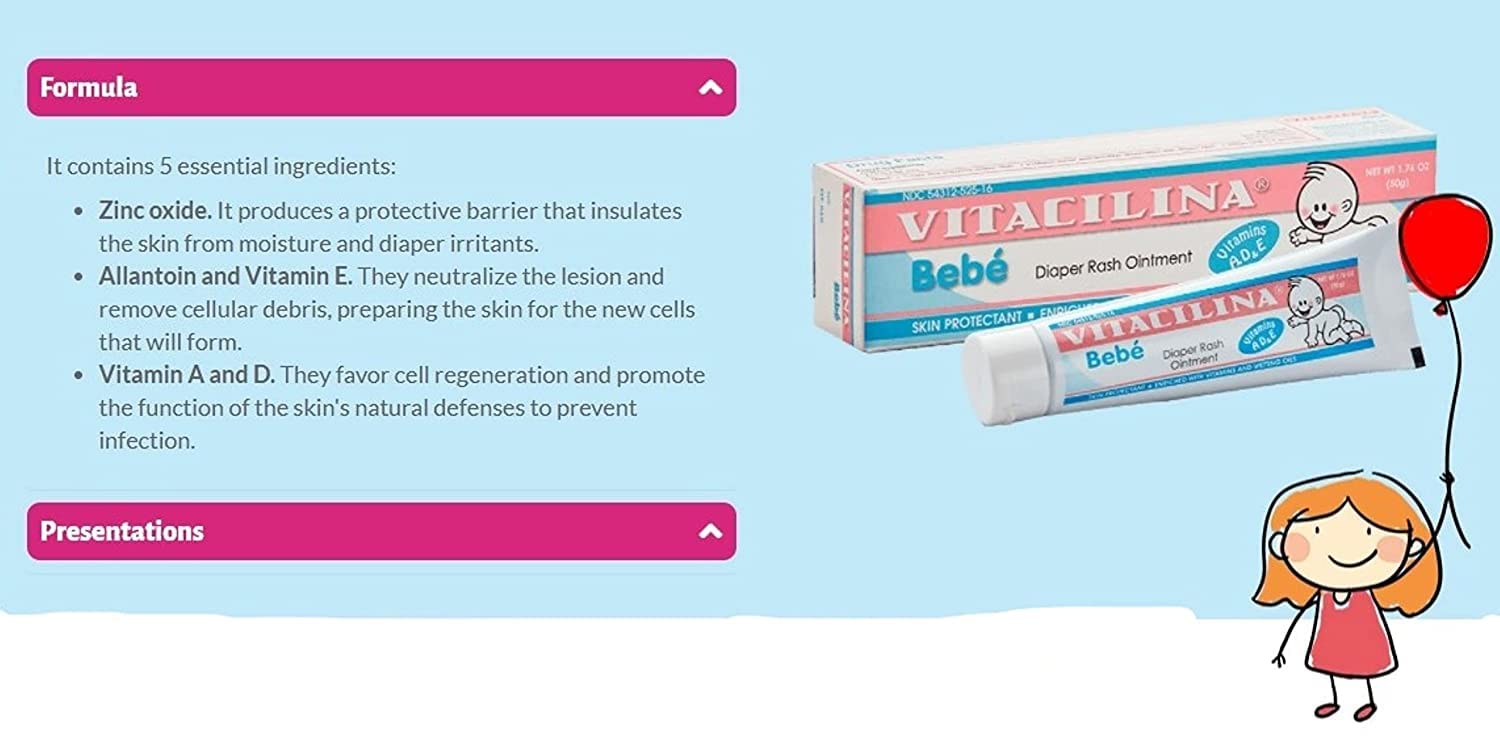 Vitacilina Bebe ointment on soft baby skin after application feels comfortable.