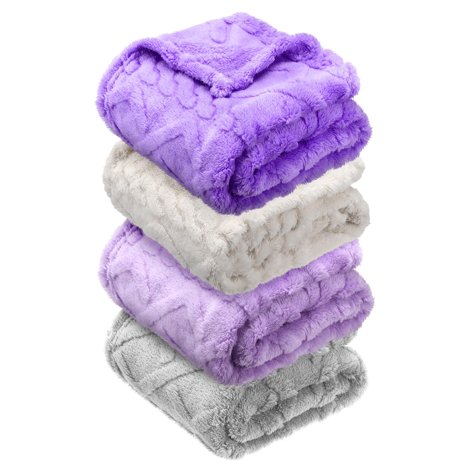VitalCozy baby blankets 4pcs plush 3D texture for cozy naps.