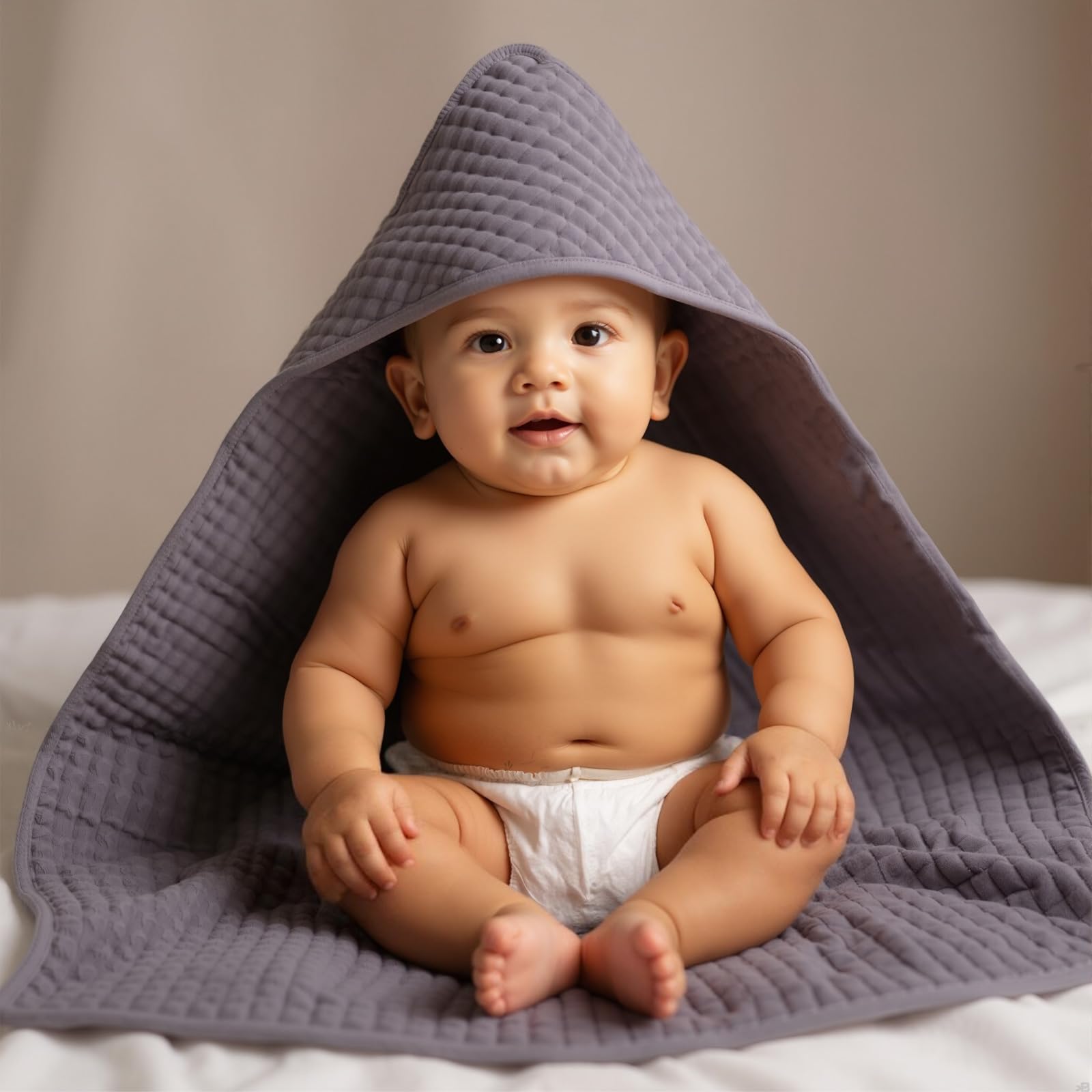 VitalCozy infant towel 32x32 provides full bath coverage