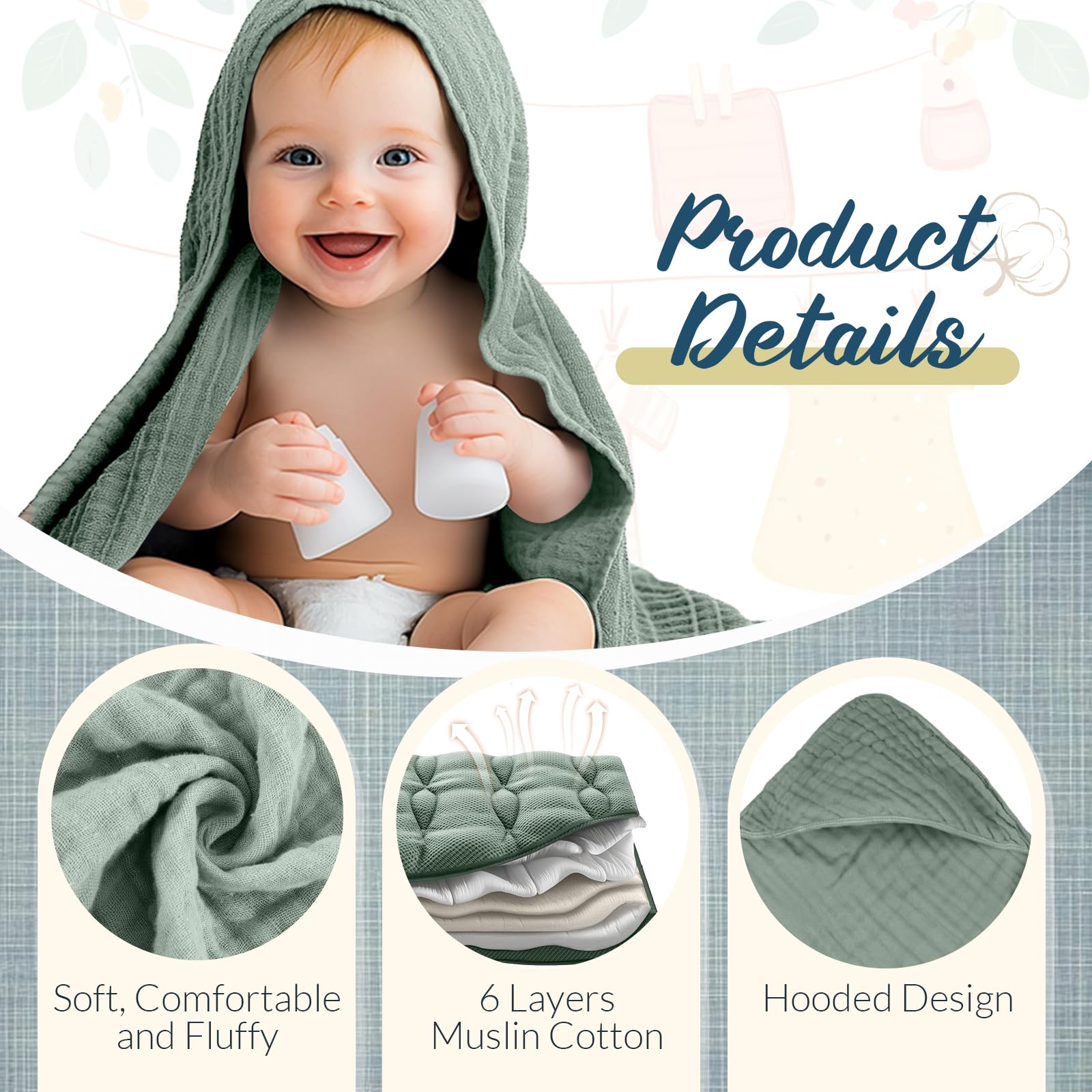 VitalCozy 8-pcs baby towel set packaged for gifting