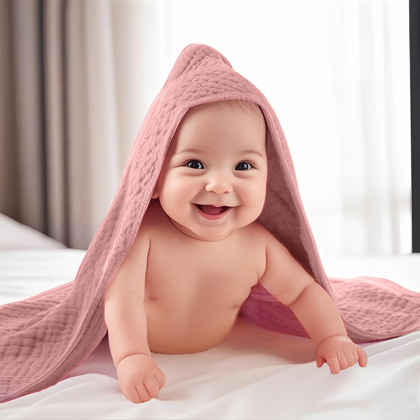 VitalCozy 6-layer muslin towels excel at moisture pickup for fast after-bath drying.