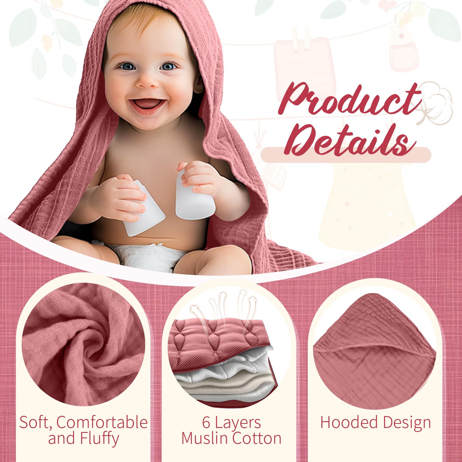 VitalCozy baby care daily-use towels showcase multipurpose utility for feeding and cleaning.