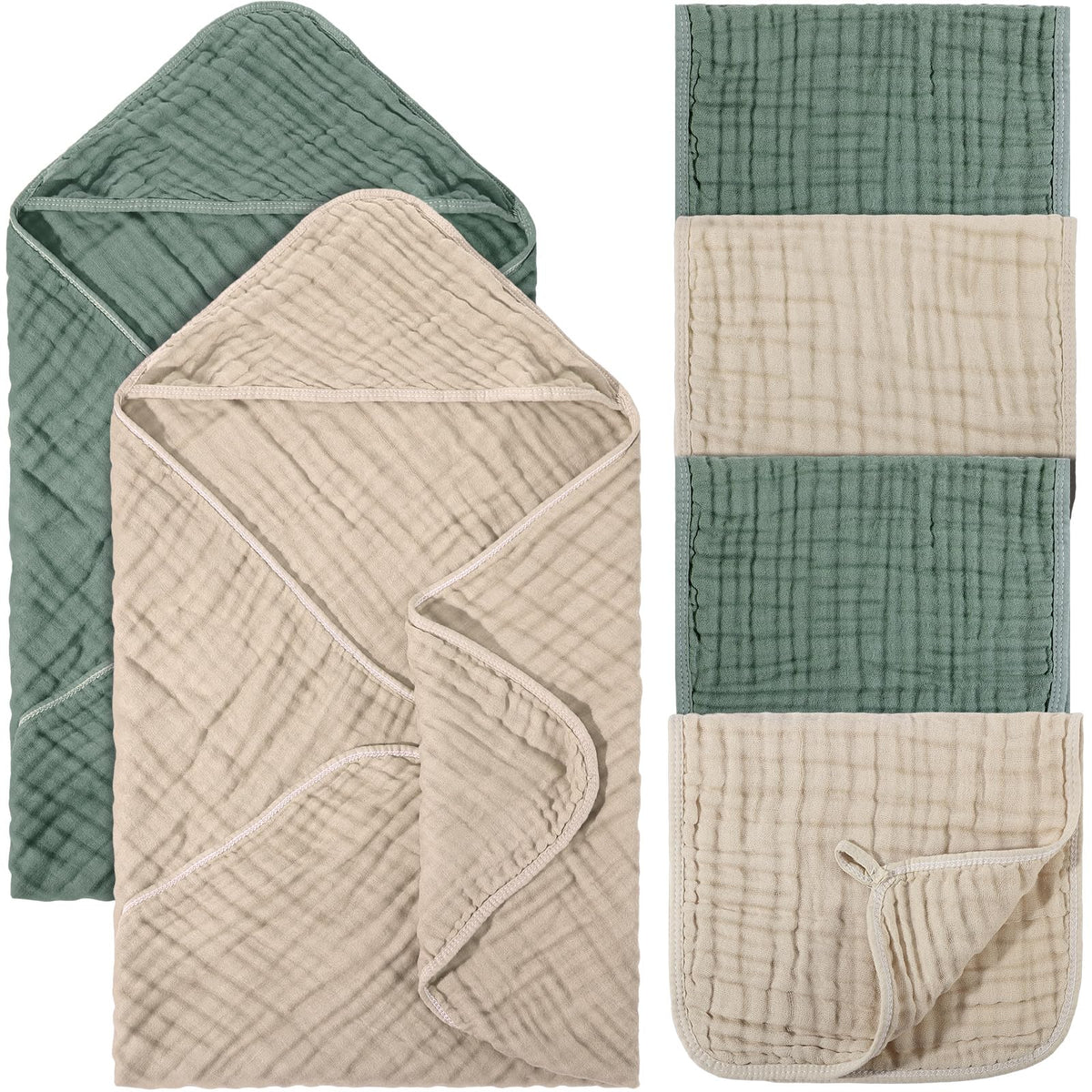 VitalCozy baby hooded towel in beige keeps baby dry and cozy after bath.