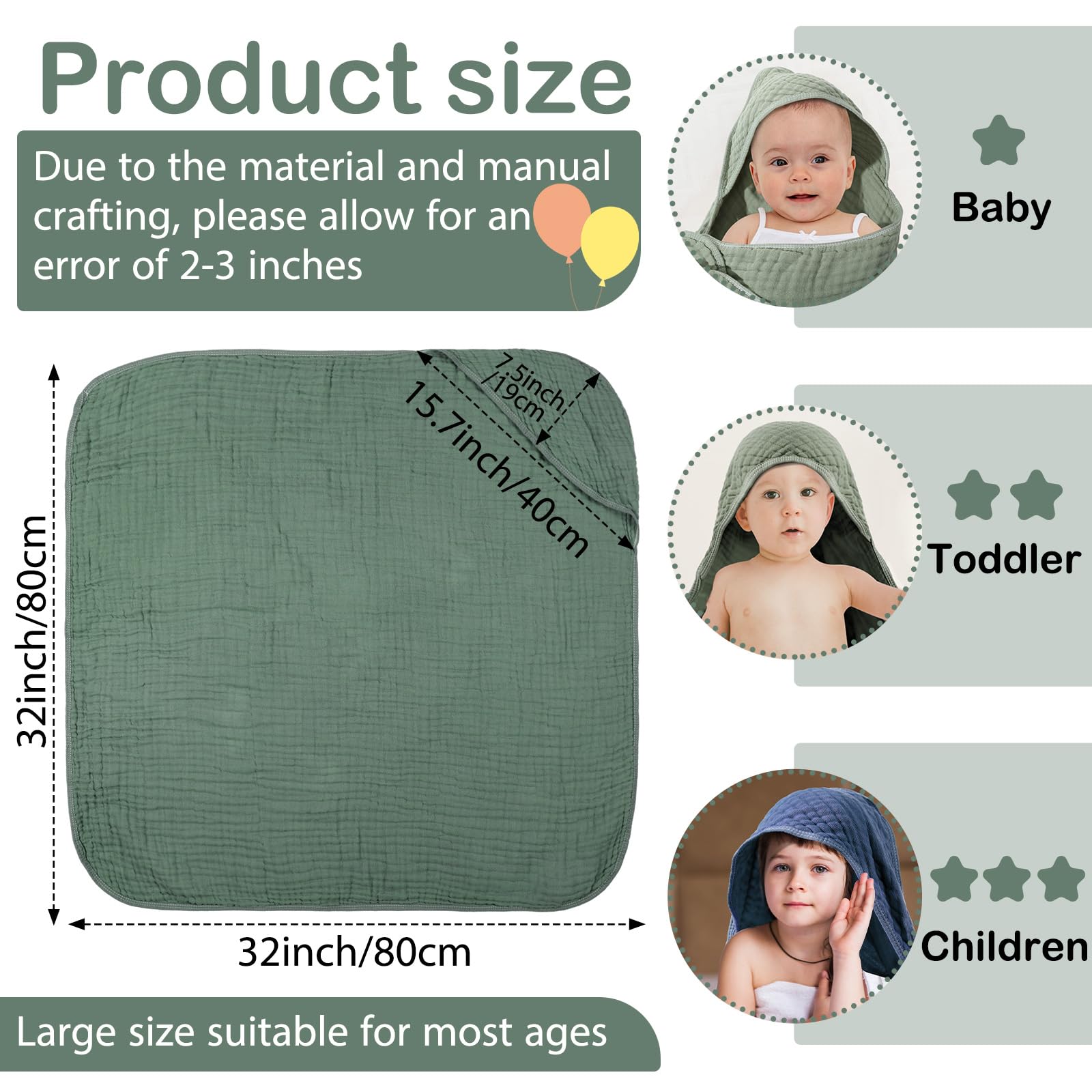 VitalCozy blue hooded towel for secure bath wrap