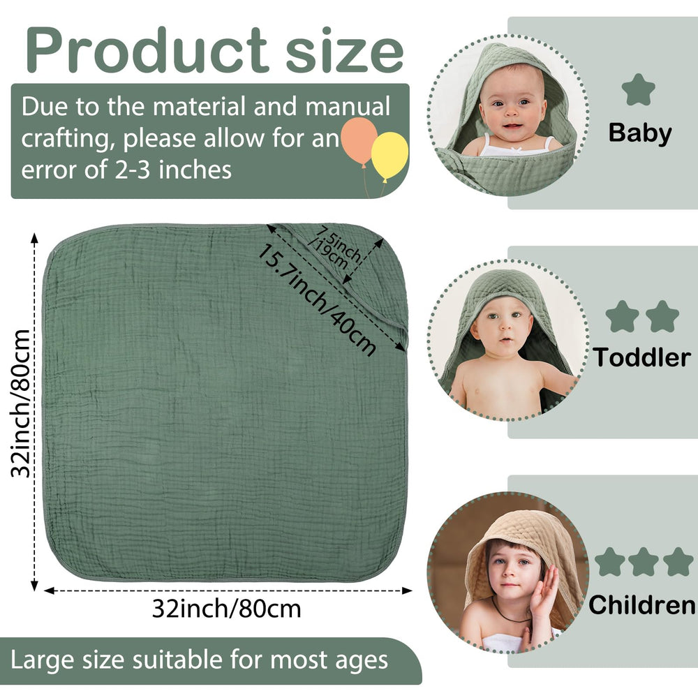 VitalCozy green hooded towel wraps baby warmly for soothing bath time.
