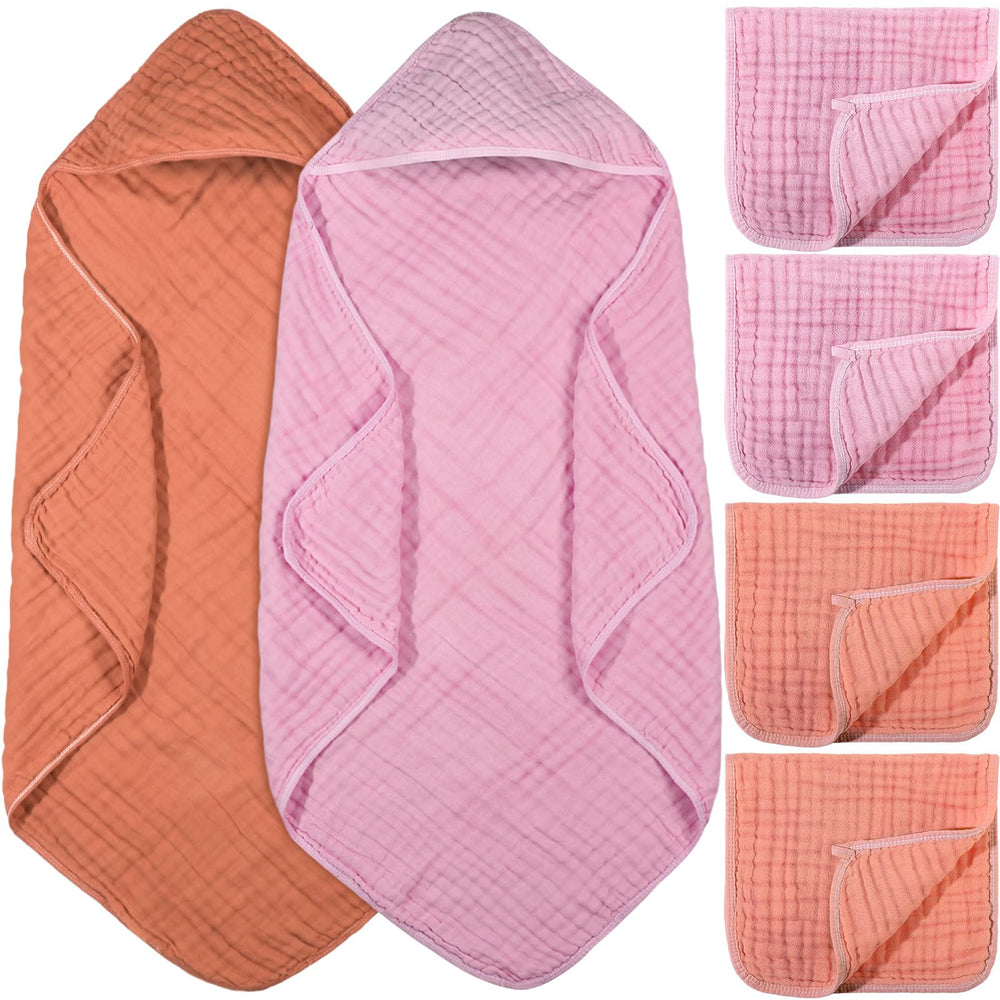 VitalCozy baby hooded towel pink gently wraps newborn after bath
