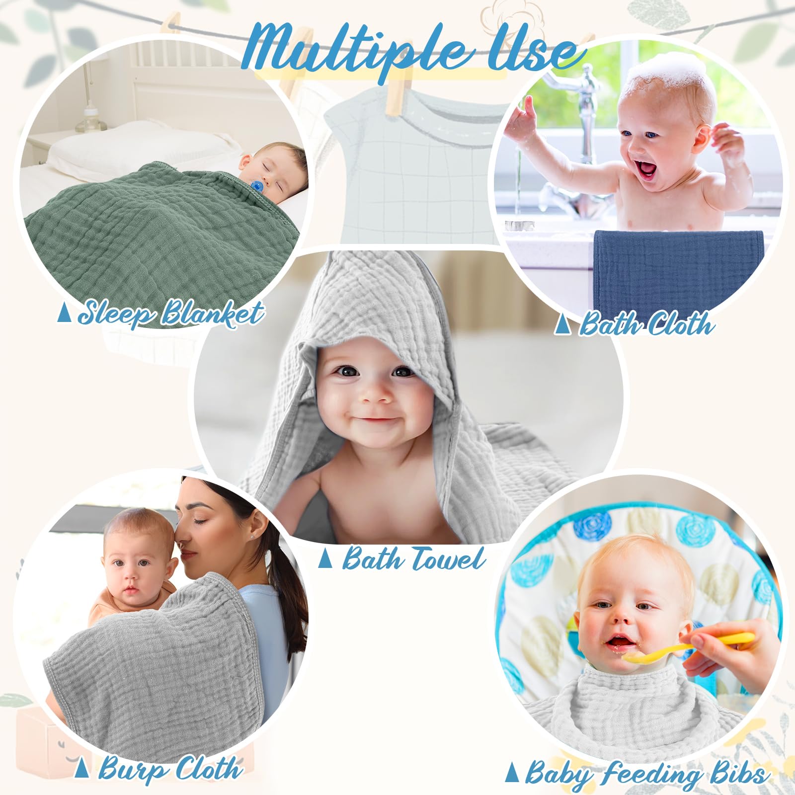 VitalCozy baby hooded towel gray 32x32 inches for warm post-bath drying