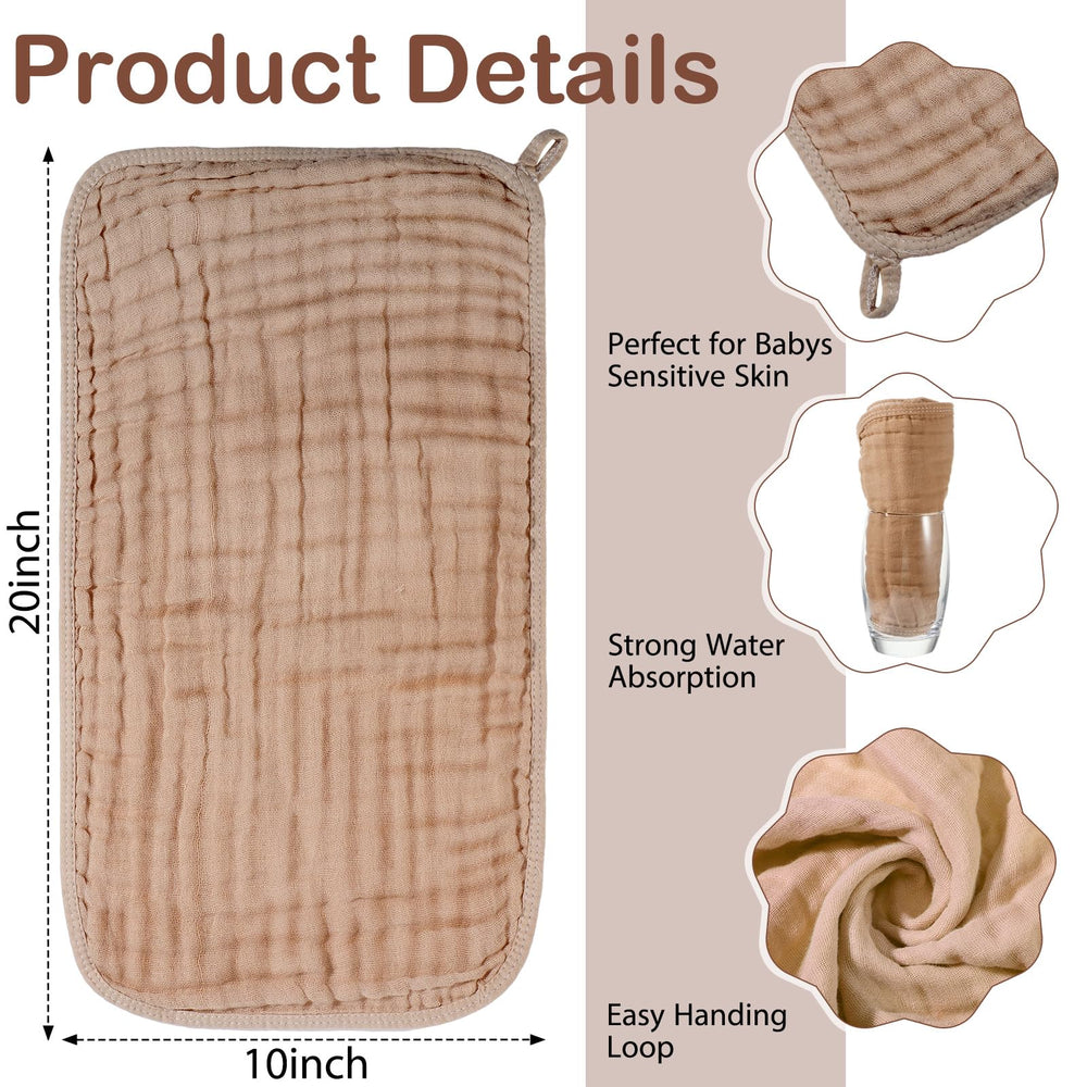 VitalCozy muslin washcloth brown close-up demonstrates gentle cleansing.