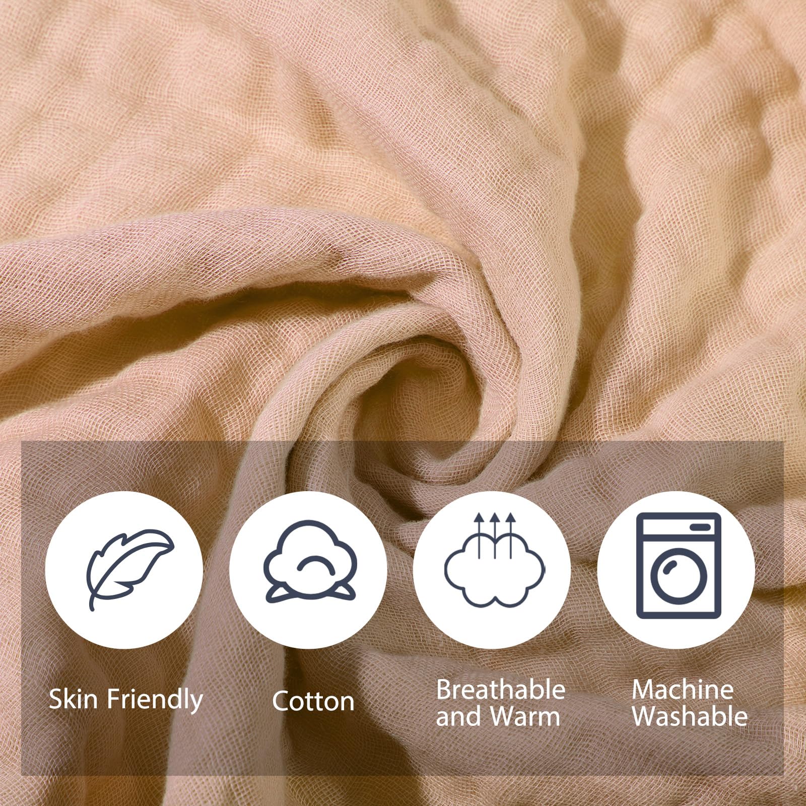 VitalCozy muslin washcloth coffee close-up emphasizing quick-dry softness.