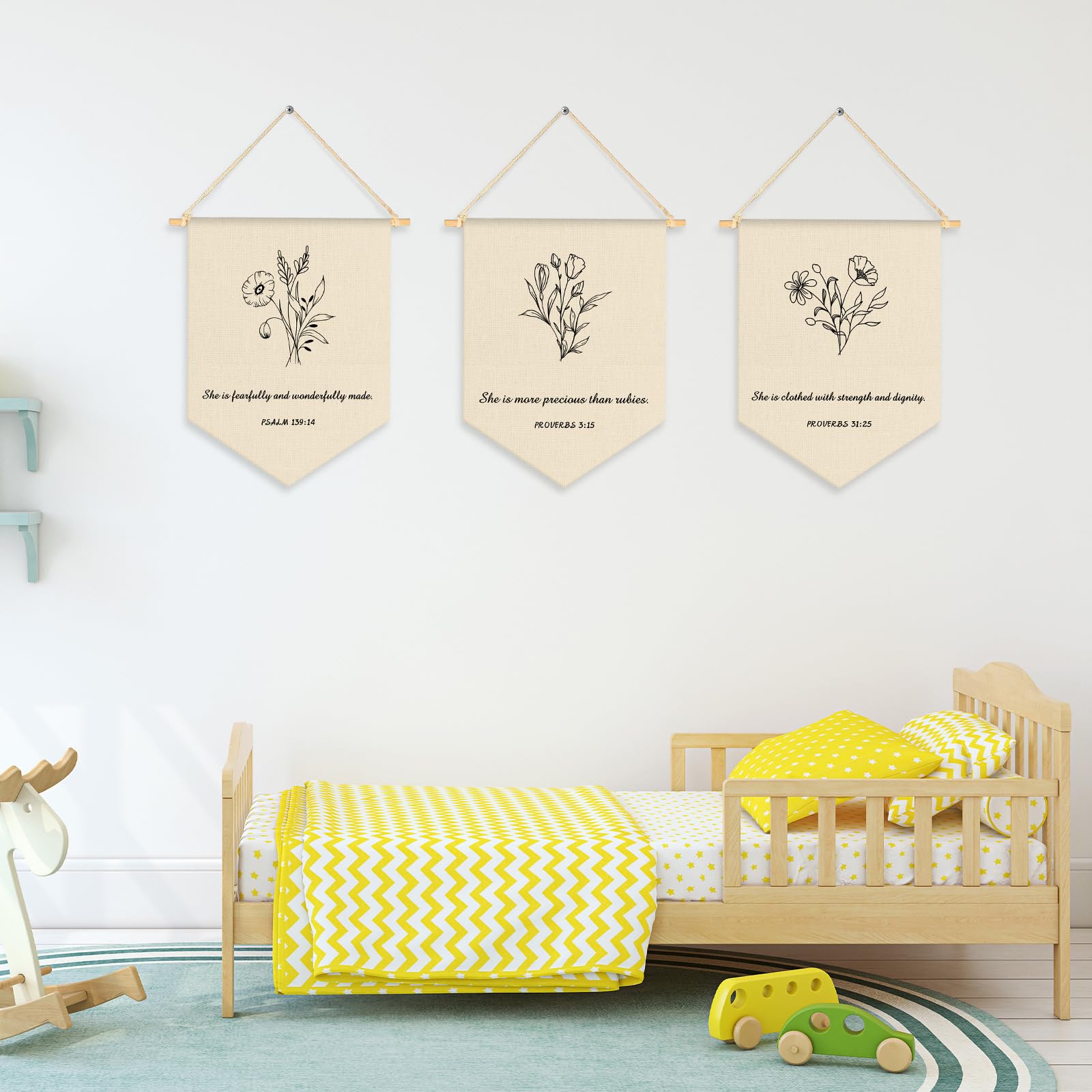 VitalCozy Bible verse canvas flag in office offers subtle, uplifting decor for focused work.