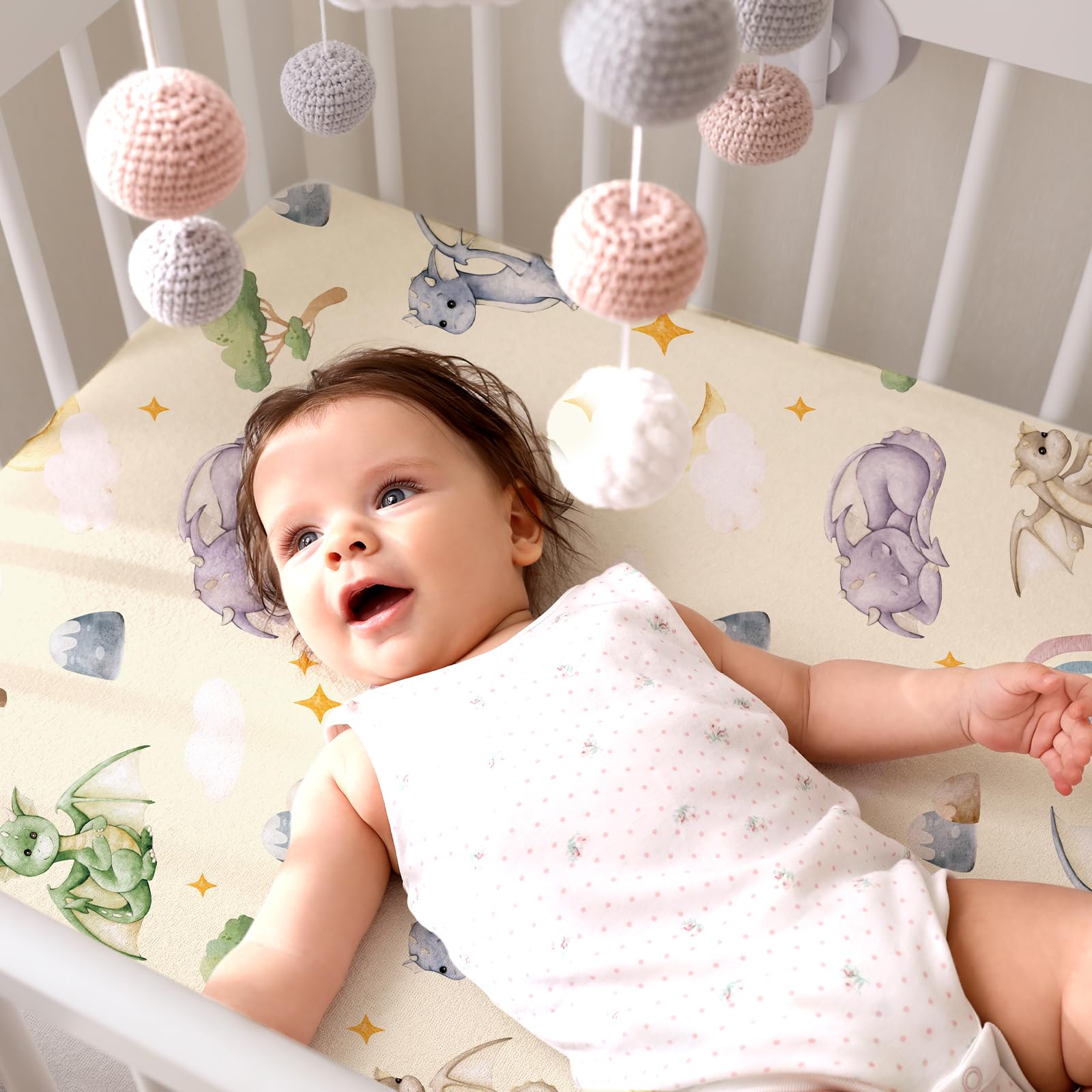 VitalCozy dragon bassinet sheet 4pack on table suggests quick rotations