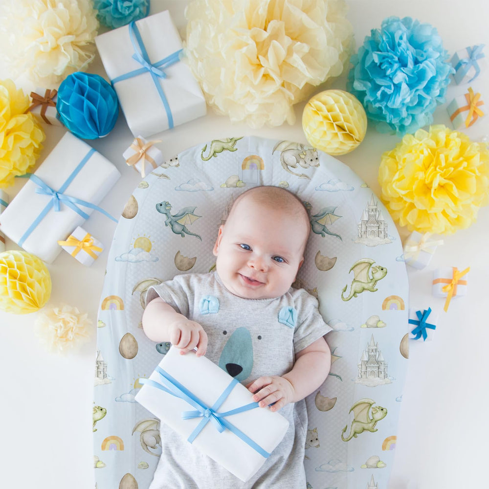 VitalCozy dragon bassinet sheet colorful print brightens nursery decor