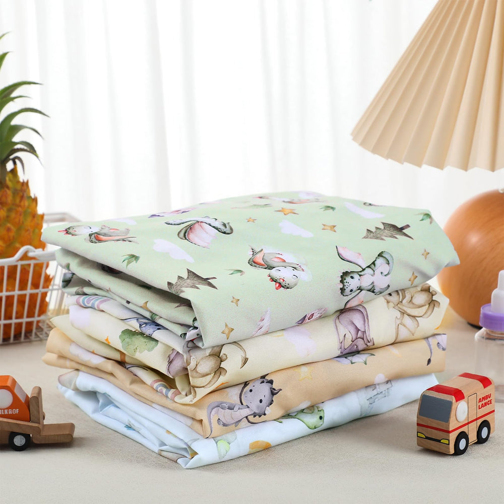 VitalCozy dragon bassinet sheet packaging showing color variations for genders