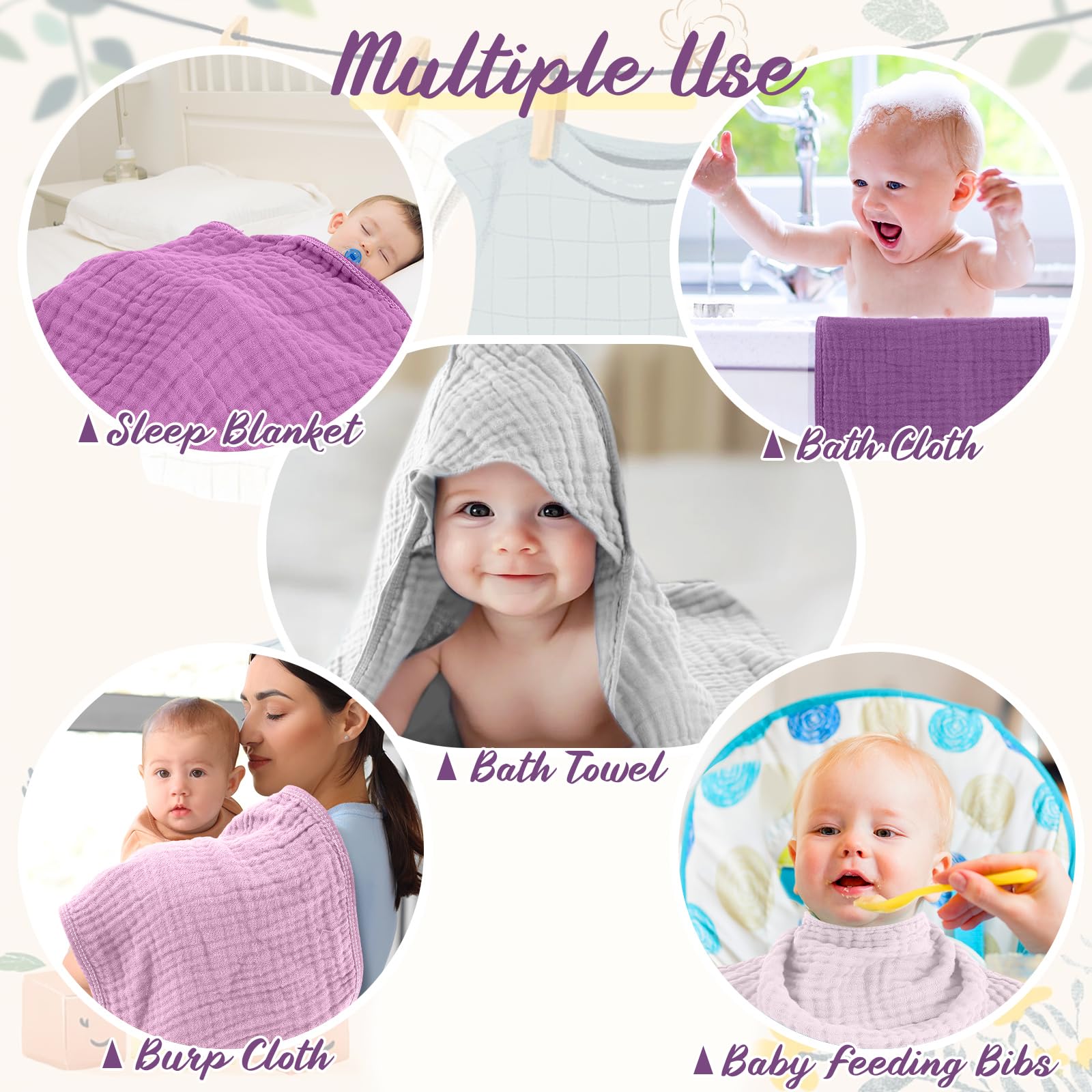 VitalCozy easy-care towels shown as machine-washable and quick-drying