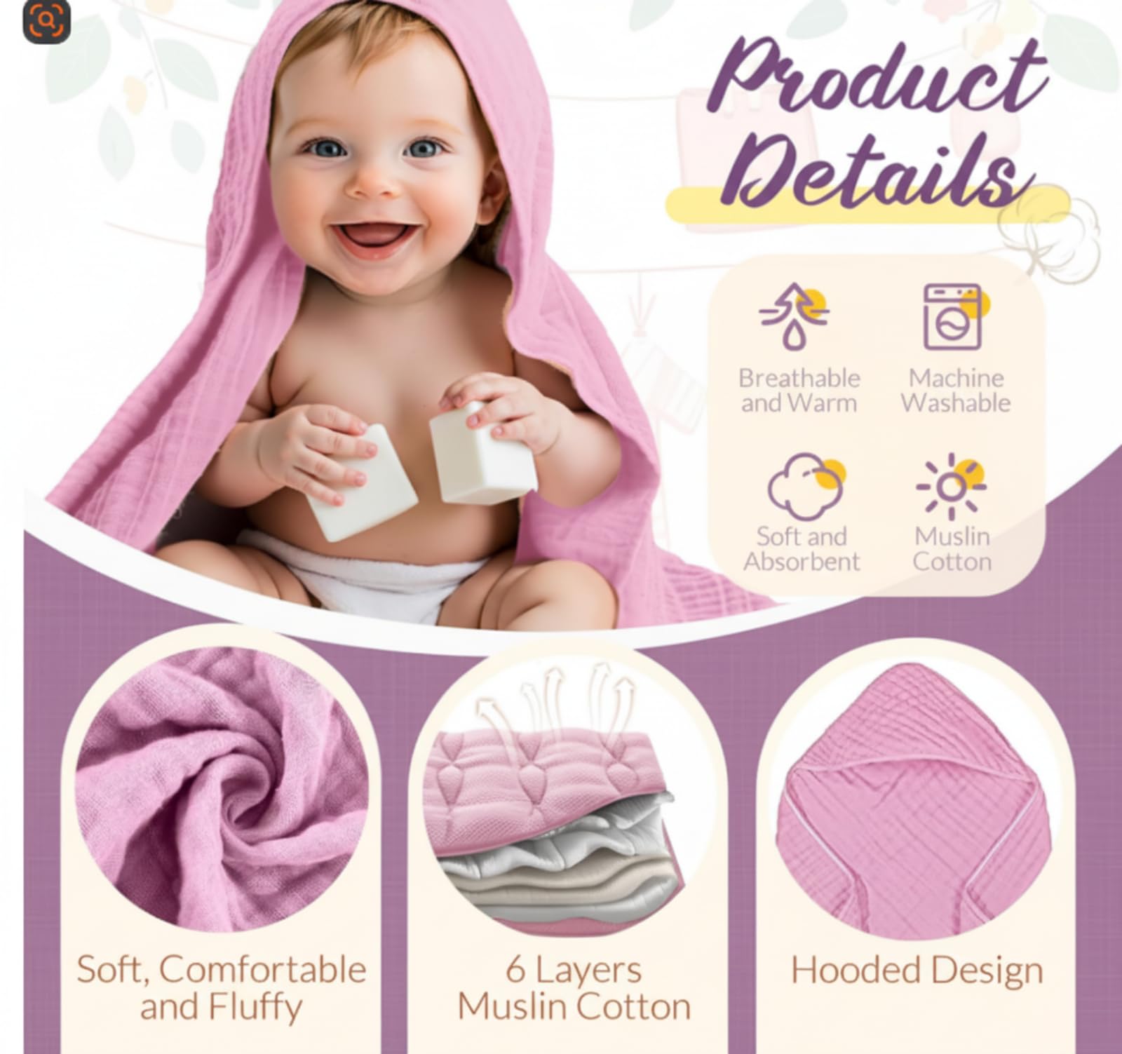 VitalCozy gift-ready pastel towel set enhances baby shower gifting