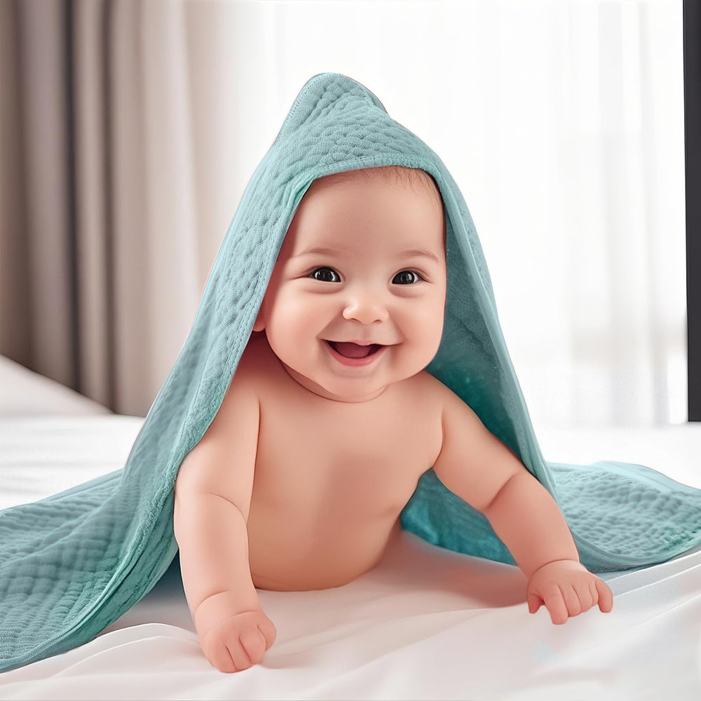 VitalCozy gift-ready baby towel set packaging showcases six colors and six pieces