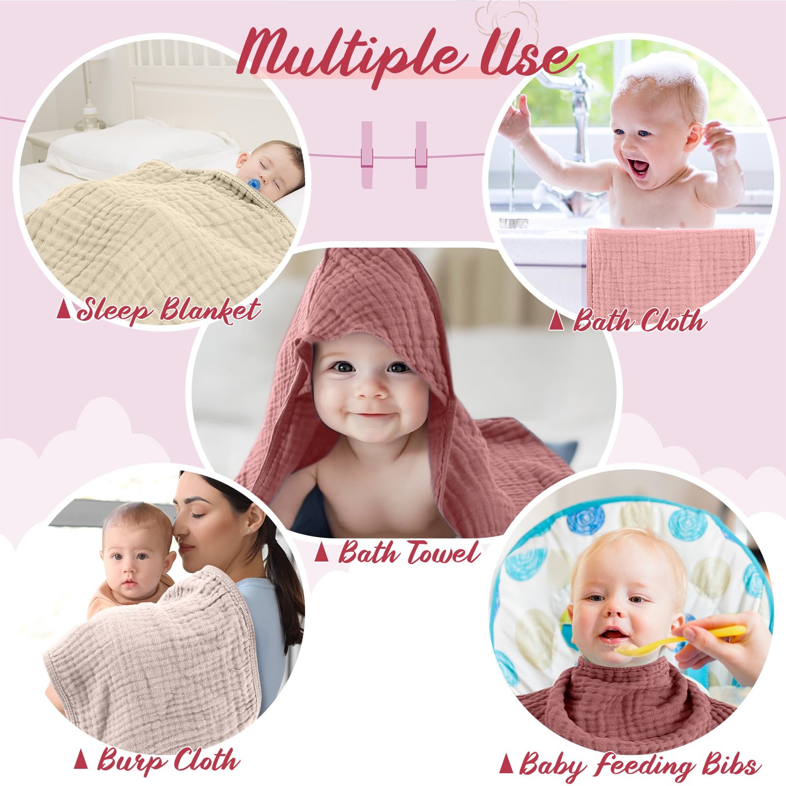 VitalCozy gift-ready baby towel set emphasizes practical, stylish shower or newborn gift.