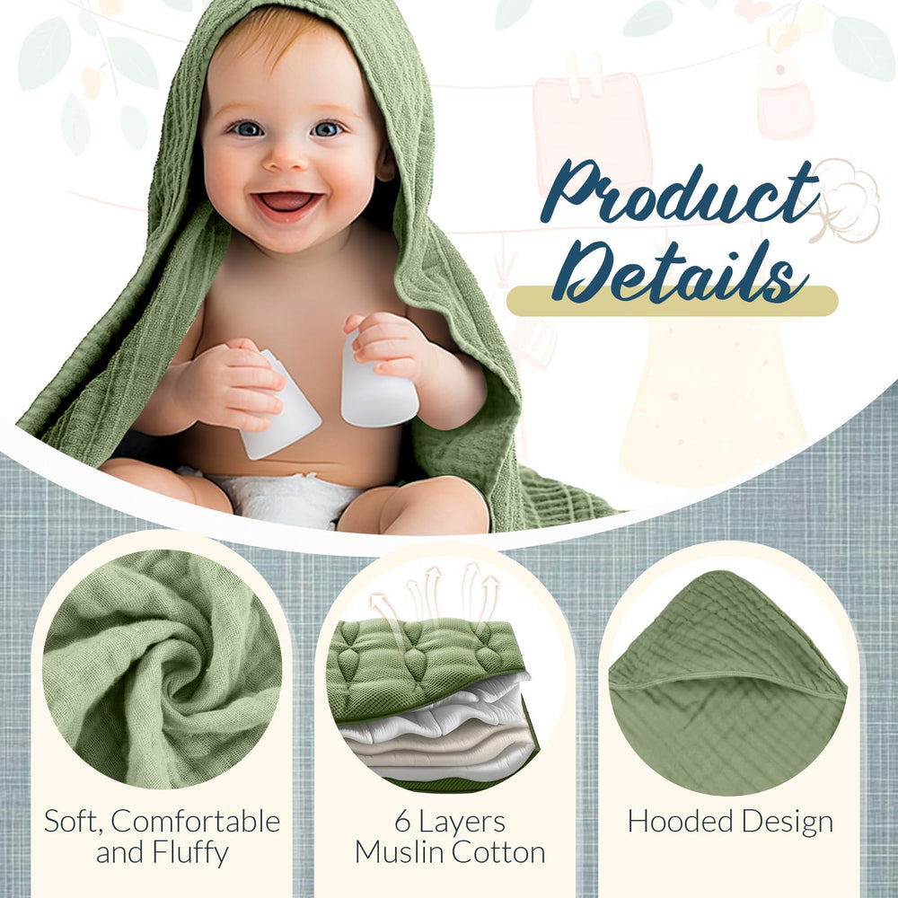 VitalCozy hooded baby towel in beige delivers gentle skin-friendly bath time