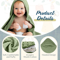 VitalCozy hooded baby towel in beige delivers gentle skin-friendly bath time