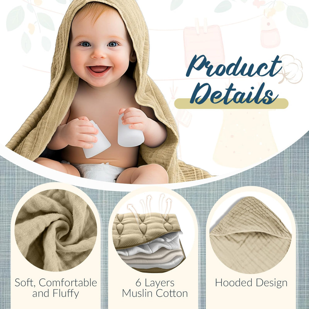 VitalCozy hooded baby towel in light blue offers plush warmth and gentle drying