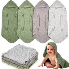 VitalCozy hooded baby towel in pea green provides cozy coverage for newborns