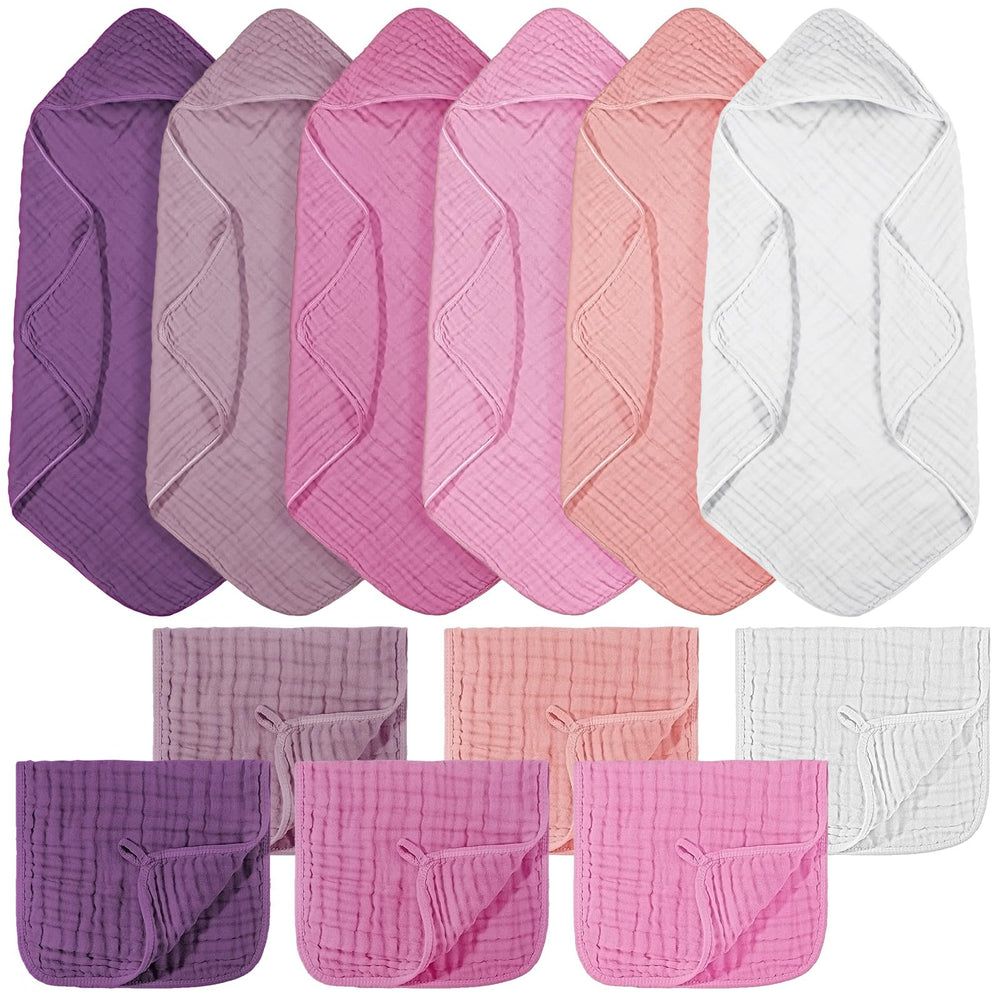 VitalCozy hooded baby towel pink wraps baby securely after bath for warm comfort.
