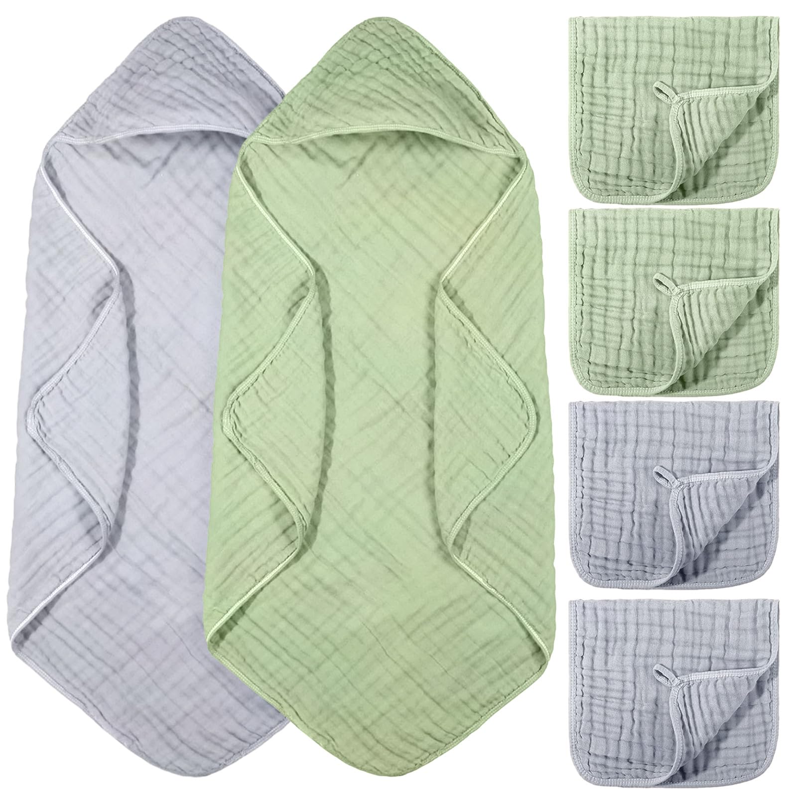 VitalCozy light-blue hooded towel 32x32 inches for gentle drying after bath.