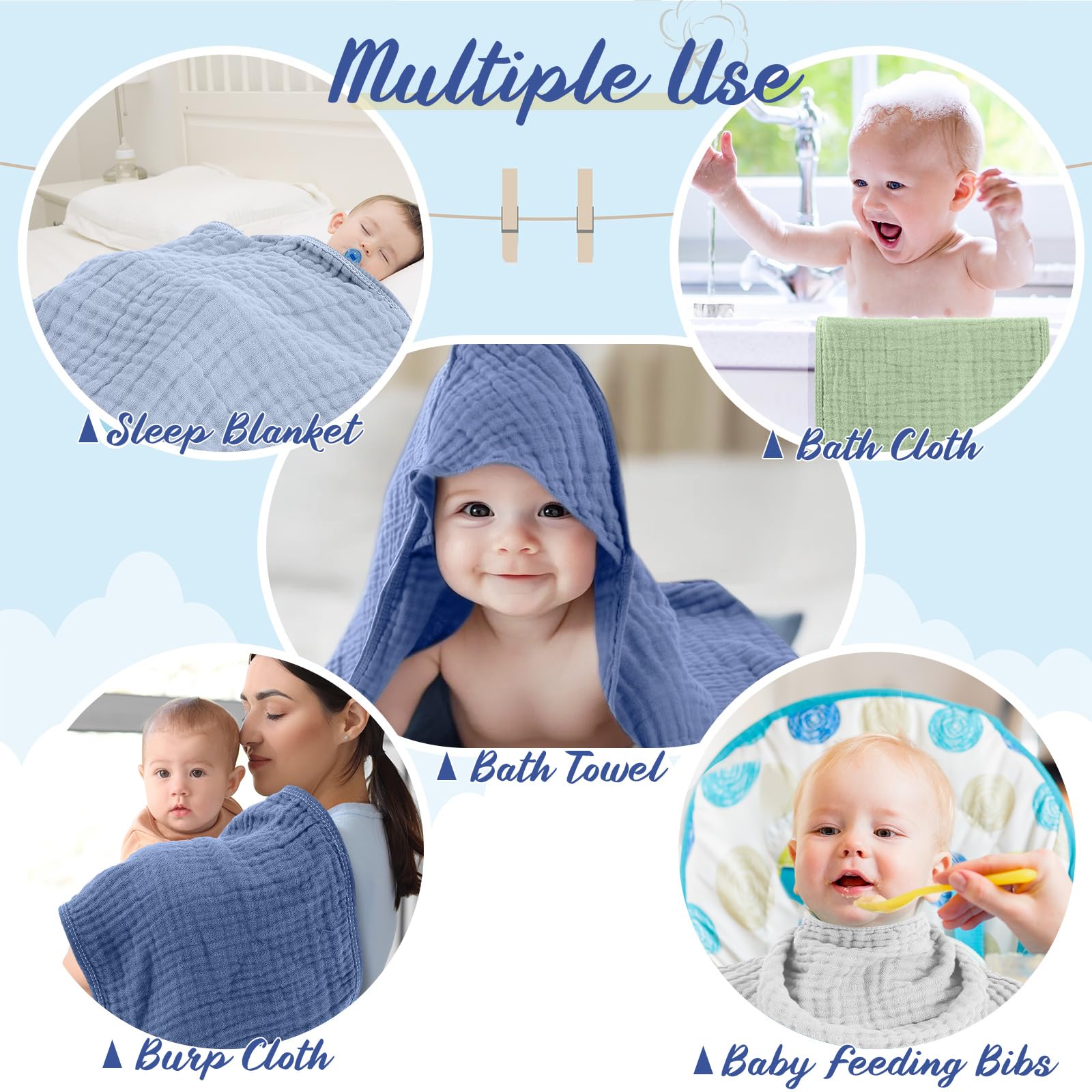 VitalCozy multipurpose baby towels can double as wipes or burp cloths
