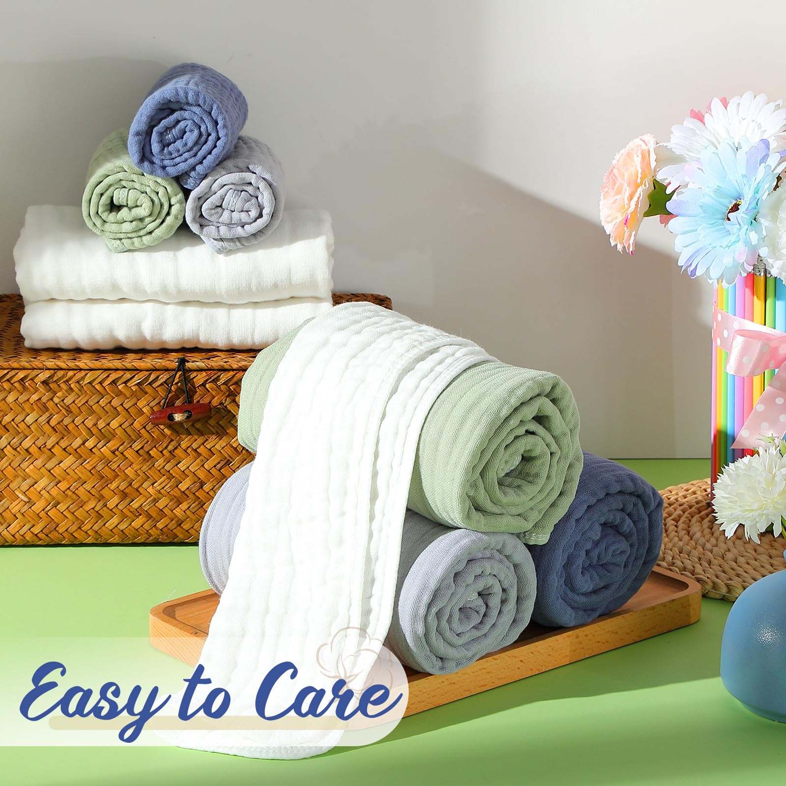 VitalCozy muslin cotton 6-layer towel delivers fast moisture absorption after baths