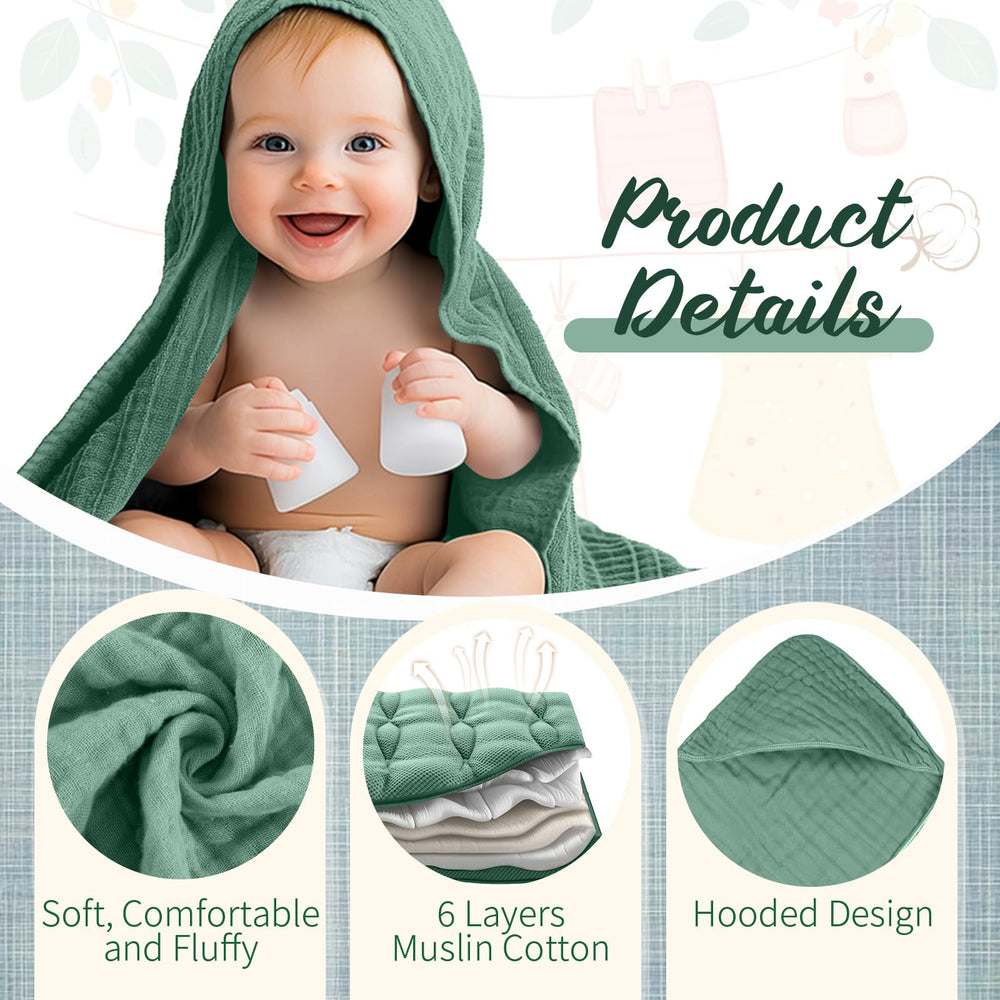 VitalCozy muslin cotton towels highlight high absorbency for fast moisture pickup