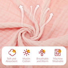 VitalCozy muslin cotton bath towels closeup highlights breathable fabric and quick drying.