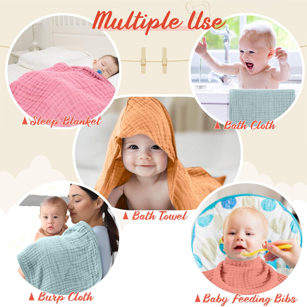 VitalCozy muslin towels color-collection displays four soothing colors for gender-neutral styling.