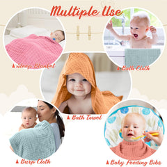 VitalCozy muslin towels color-collection displays four soothing colors for gender-neutral styling.