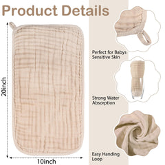 VitalCozy muslin washcloth 8x20 white, gentle cleansing for delicate skin.