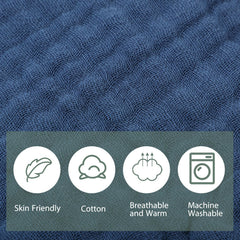 VitalCozy blue muslin washcloth 8x20 for quick absorption