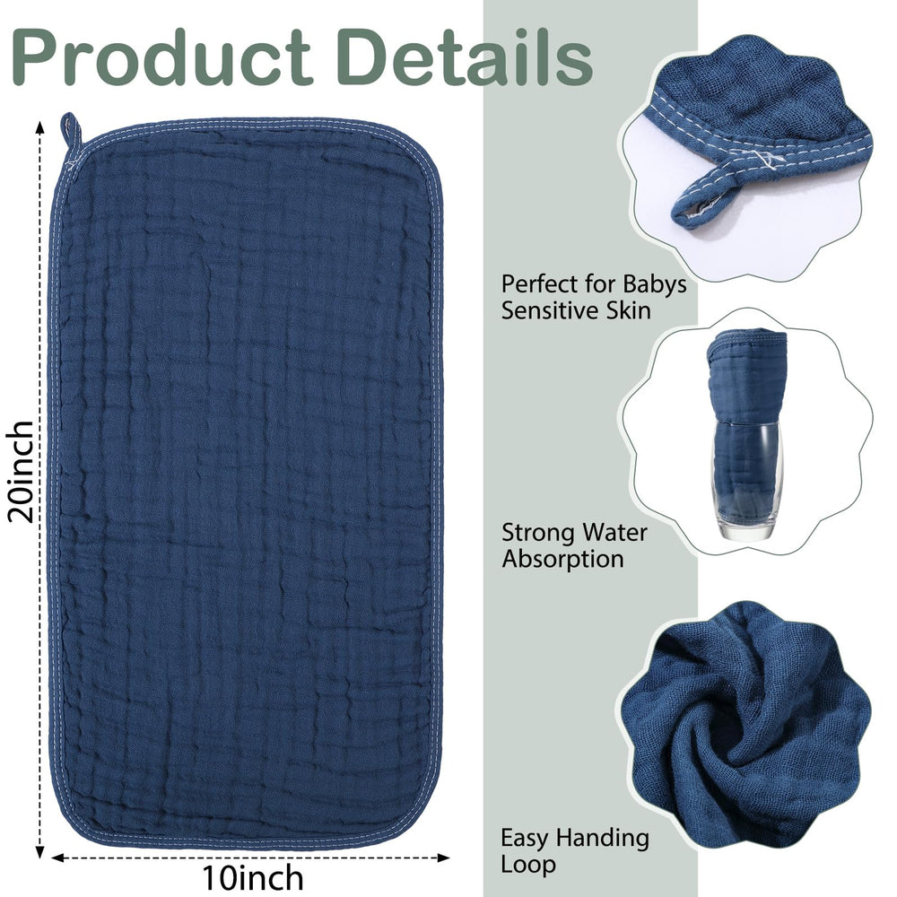 VitalCozy green muslin washcloth 8x20 for gentle drying