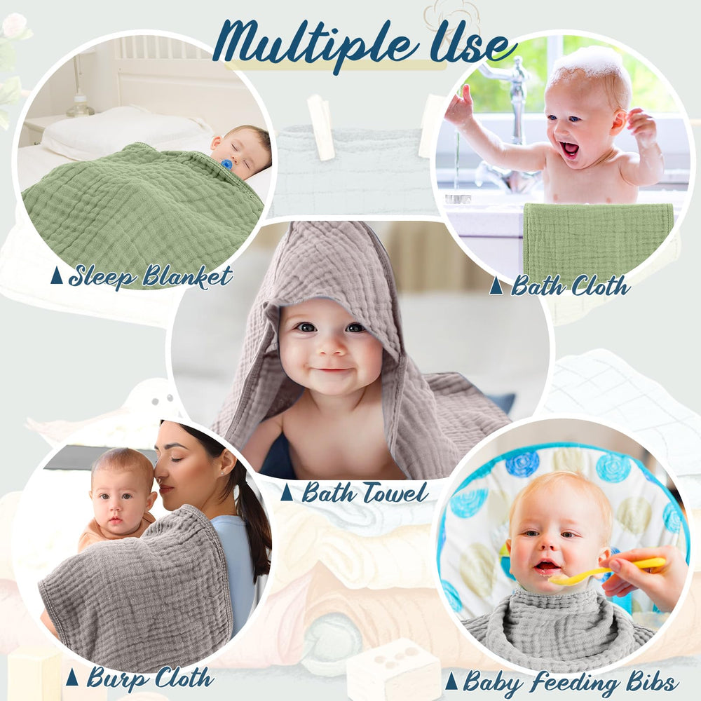VitalCozy muslin washcloth in pea green ideal for baby's face and hands