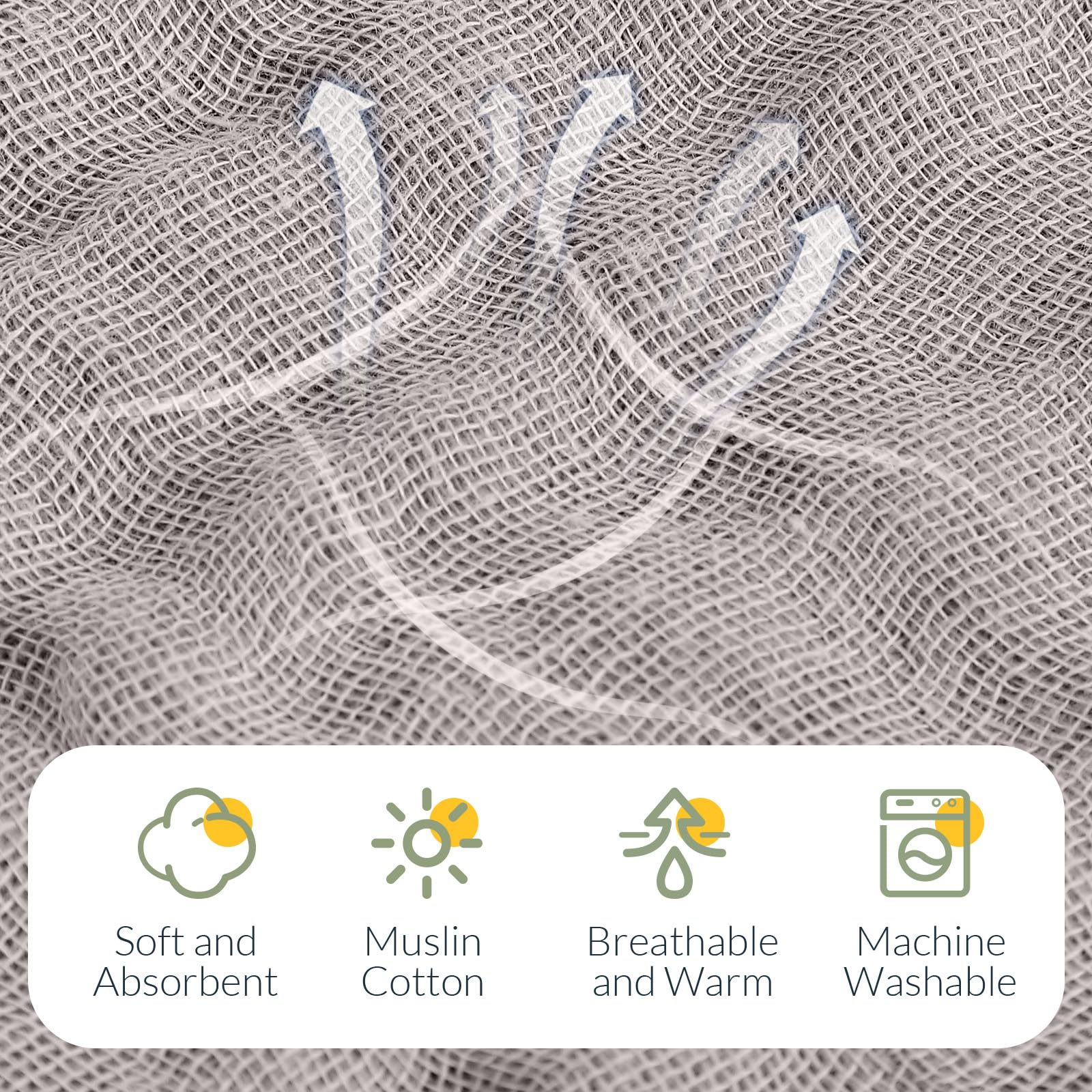 VitalCozy muslin washcloth in sage green absorbs moisture quickly for quick wipes