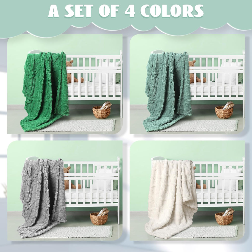 VitalCozy nursery decor-friendly baby blanket in green, white, and gray tones.
