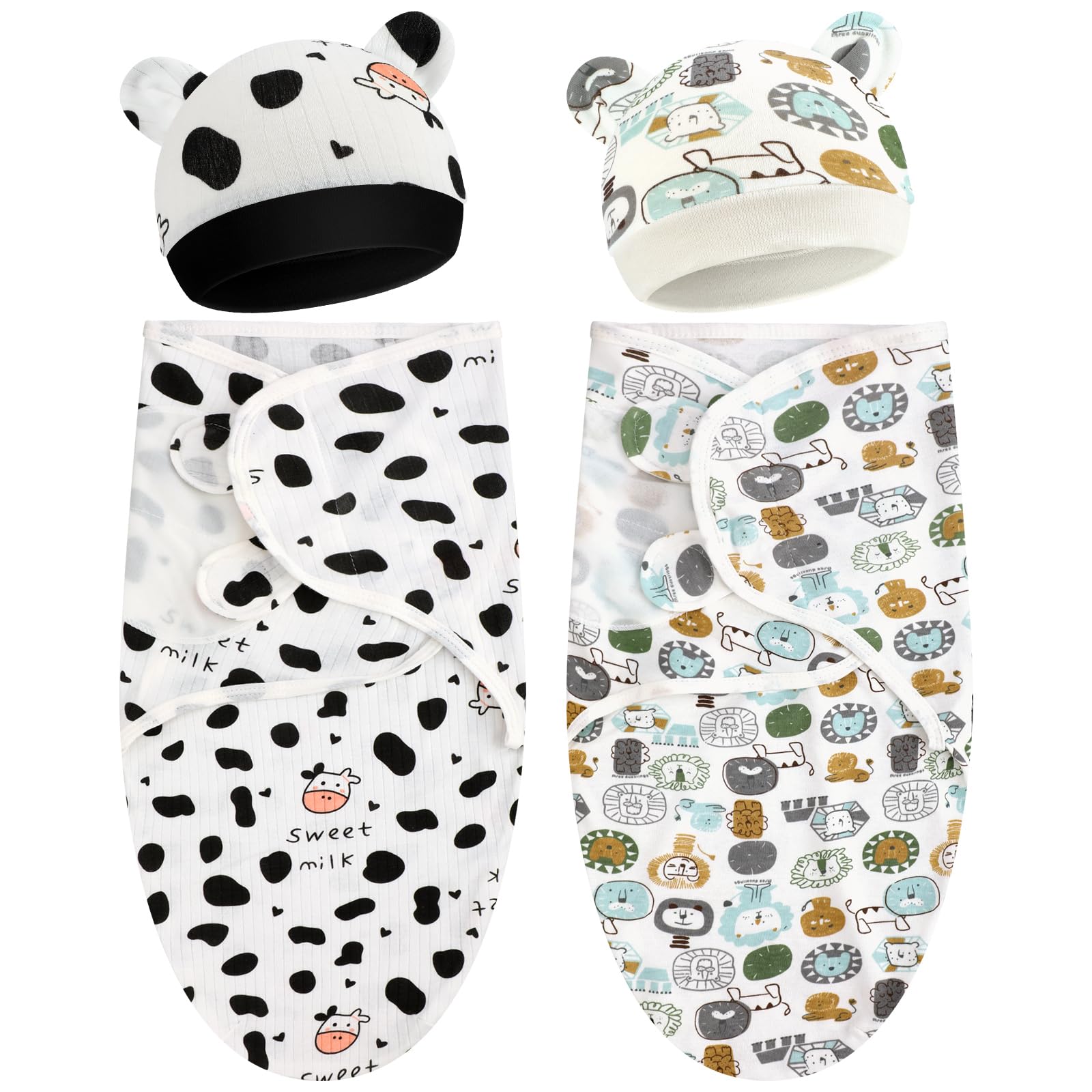 VitalCozy preemie-swaddle-blanket-with-hat-set image shows soft cotton for soothing newborn sleep.