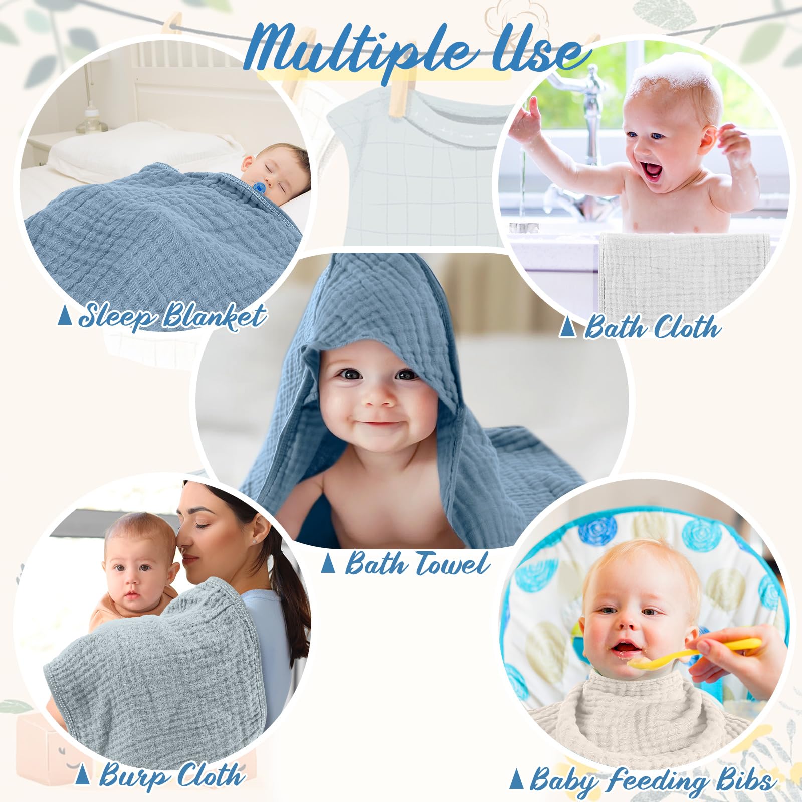 VitalCozy quick-dry muslin bath towels shown for everyday use.