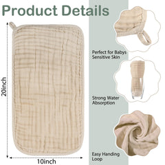 VitalCozy beige muslin washcloth for gentle exfoliation and quick cleanups.