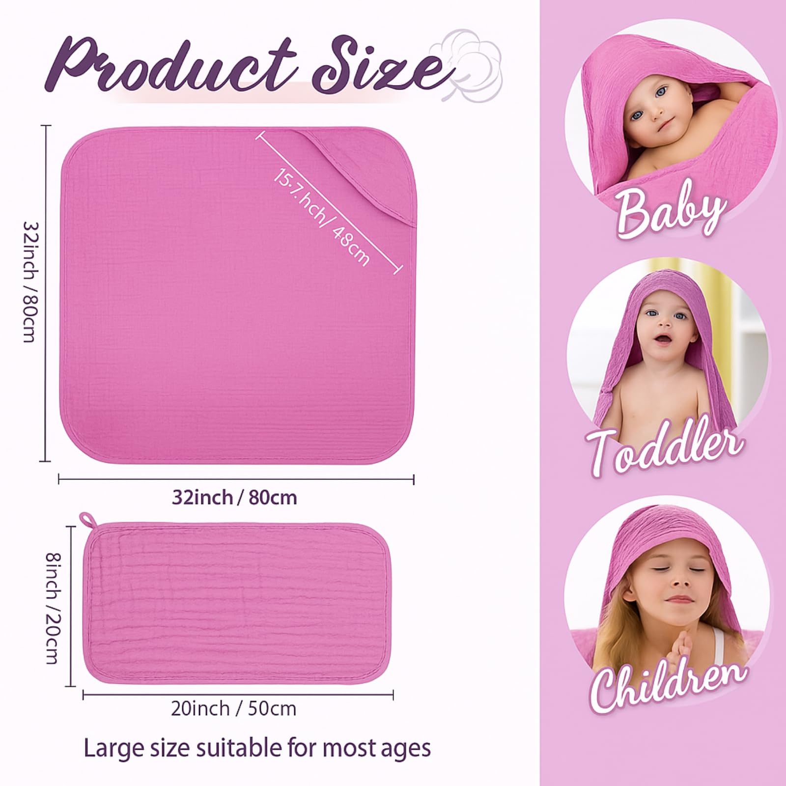 VitalCozy washcloths in rose pink offer soft, absorbent cleansing during bath time