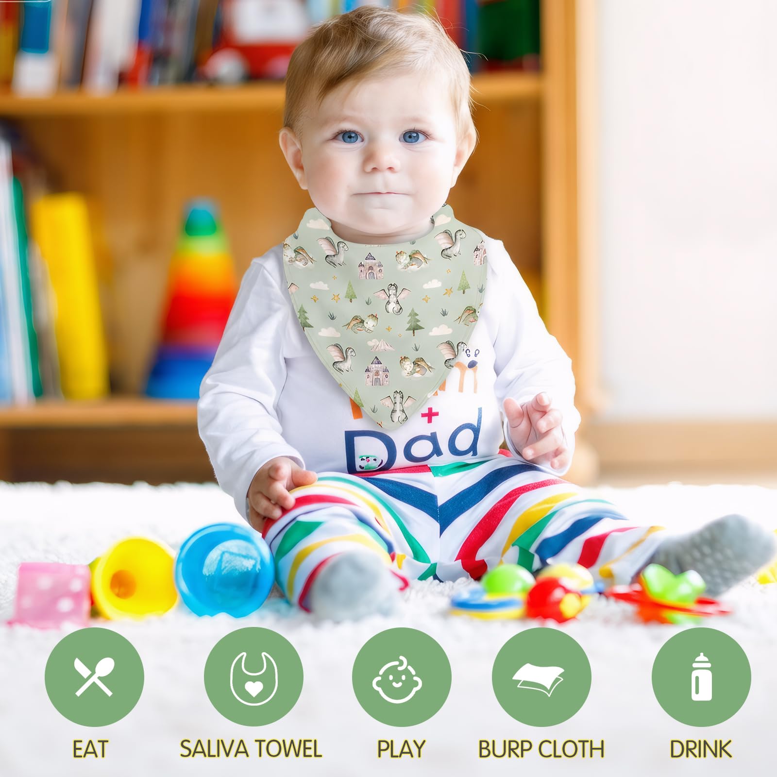VitalCozy watercolor dragon bib multicolor designs matching outfits