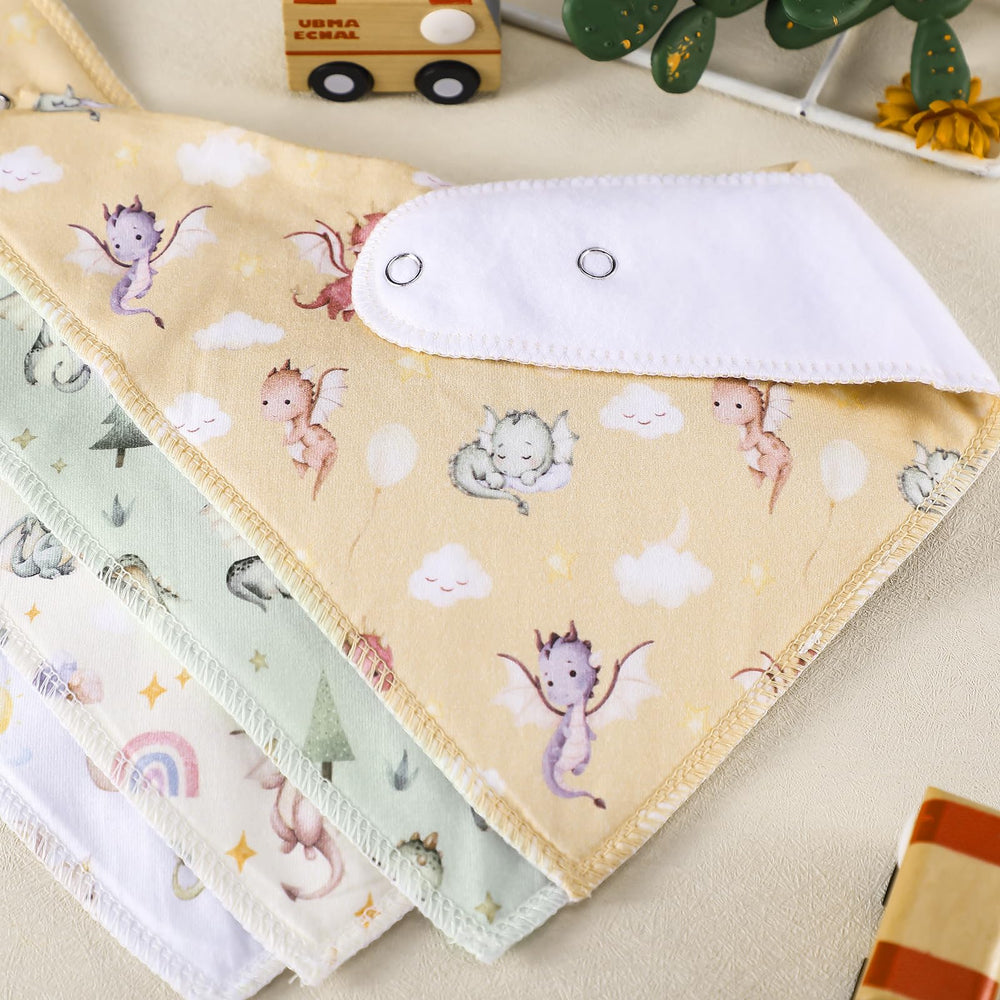 VitalCozy watercolor dragon bib four-piece set for easy care by busy parents
