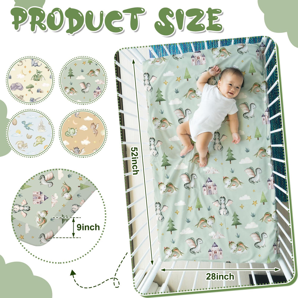 VitalCozy watercolor dragon crib sheet full set enhances nursery with fairy-tale charm