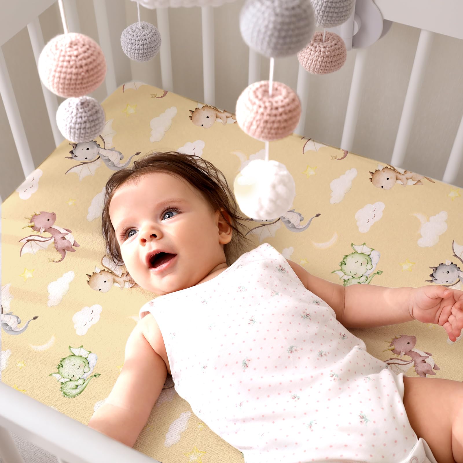 VitalCozy watercolor dragon crib sheet gift-ready packaging for new parents